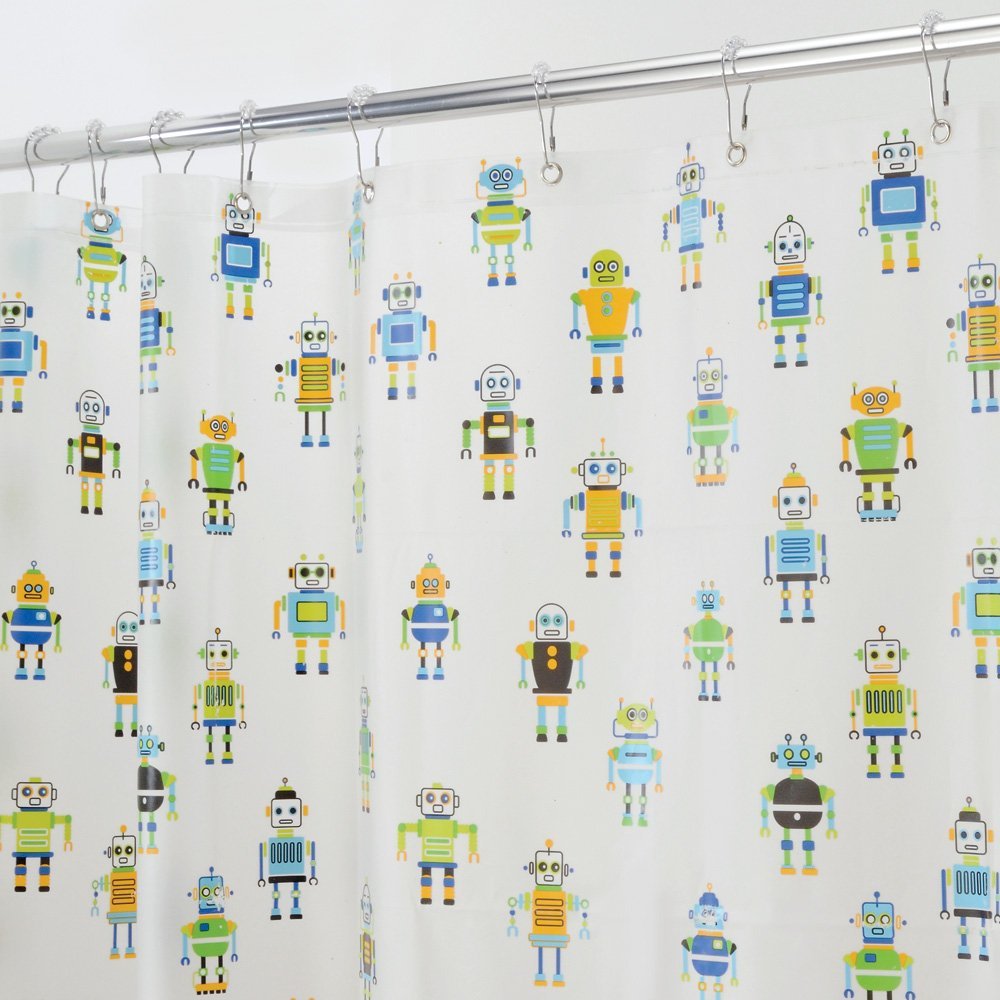 robotz shower curtain by interdesign geek decor robotz shower curtain by interdesign geek decor